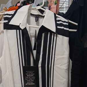 White House Black Market Black and White Buttoned Dress